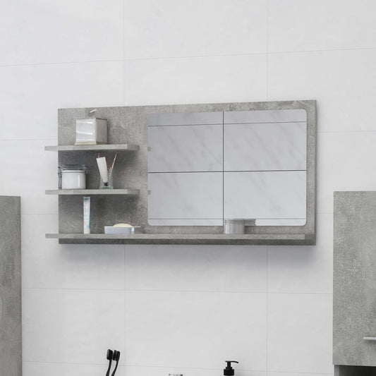 Specchio da Bagno Grigio Cemento 90x10,5x45cm Legno Multistrato | homemem39