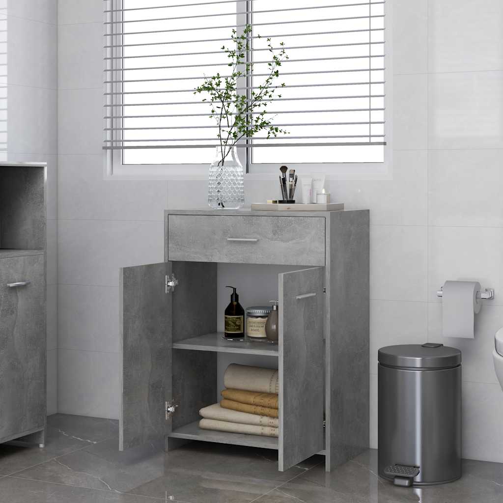 Mobile da Bagno Grigio Cemento 60x33x80 cm in Legno tecnico