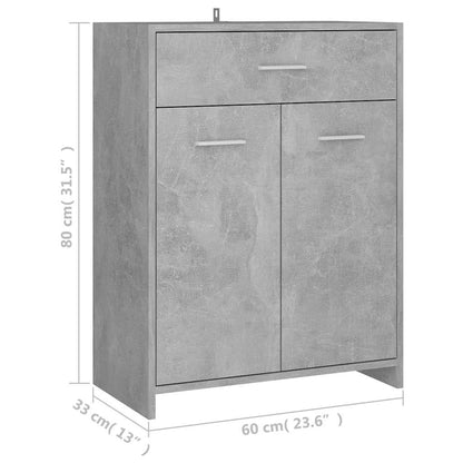 Mobile da Bagno Grigio Cemento 60x33x80 cm in Legno tecnico