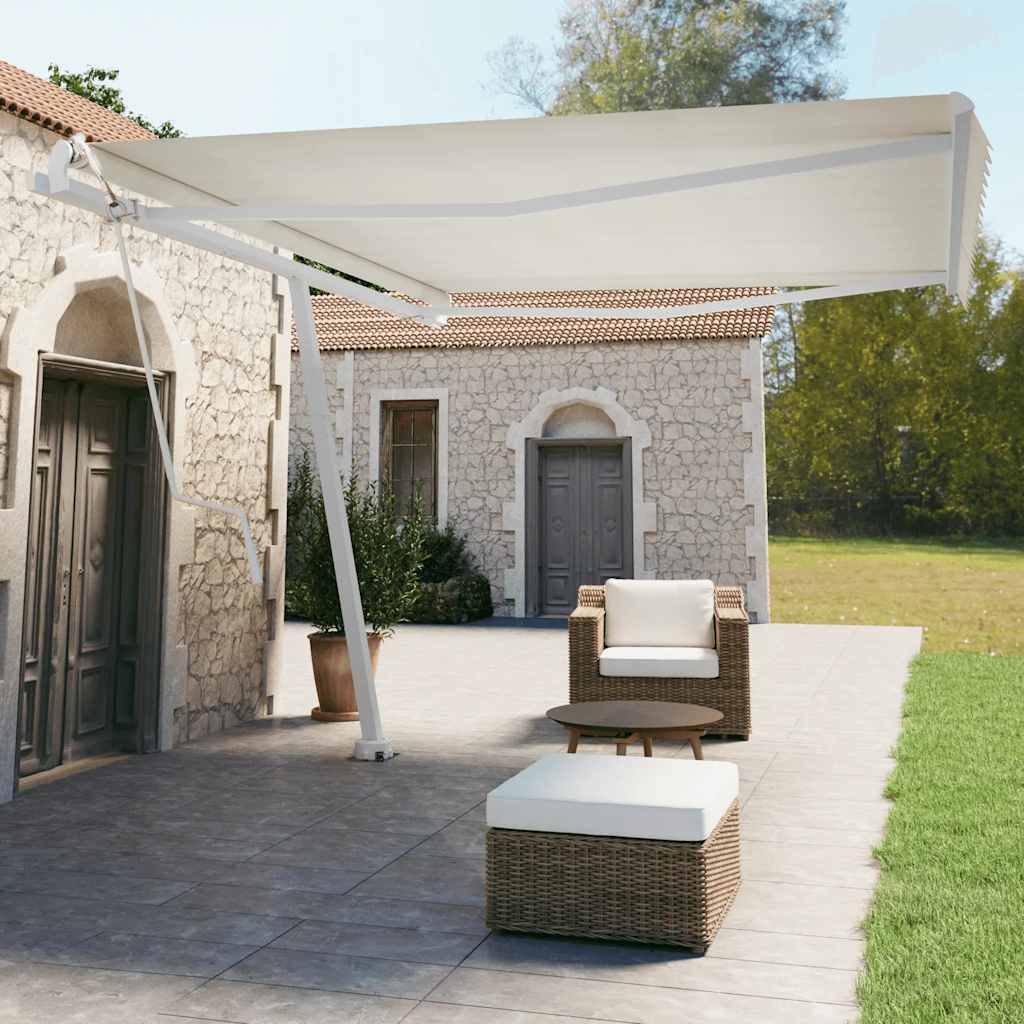 Set Pali per Tenda da Sole Bianco 450x245 cm Ferro - homemem39