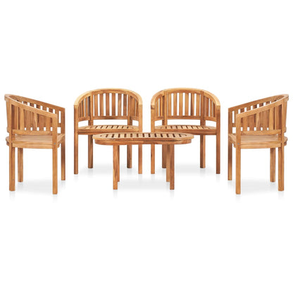 Set Salotto da Giardino 5 pz Design Curvo in Massello di Teak