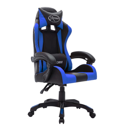 Sedia da Gaming con Luci a LED RGB Blu e Nera in Similpelle | homemem39