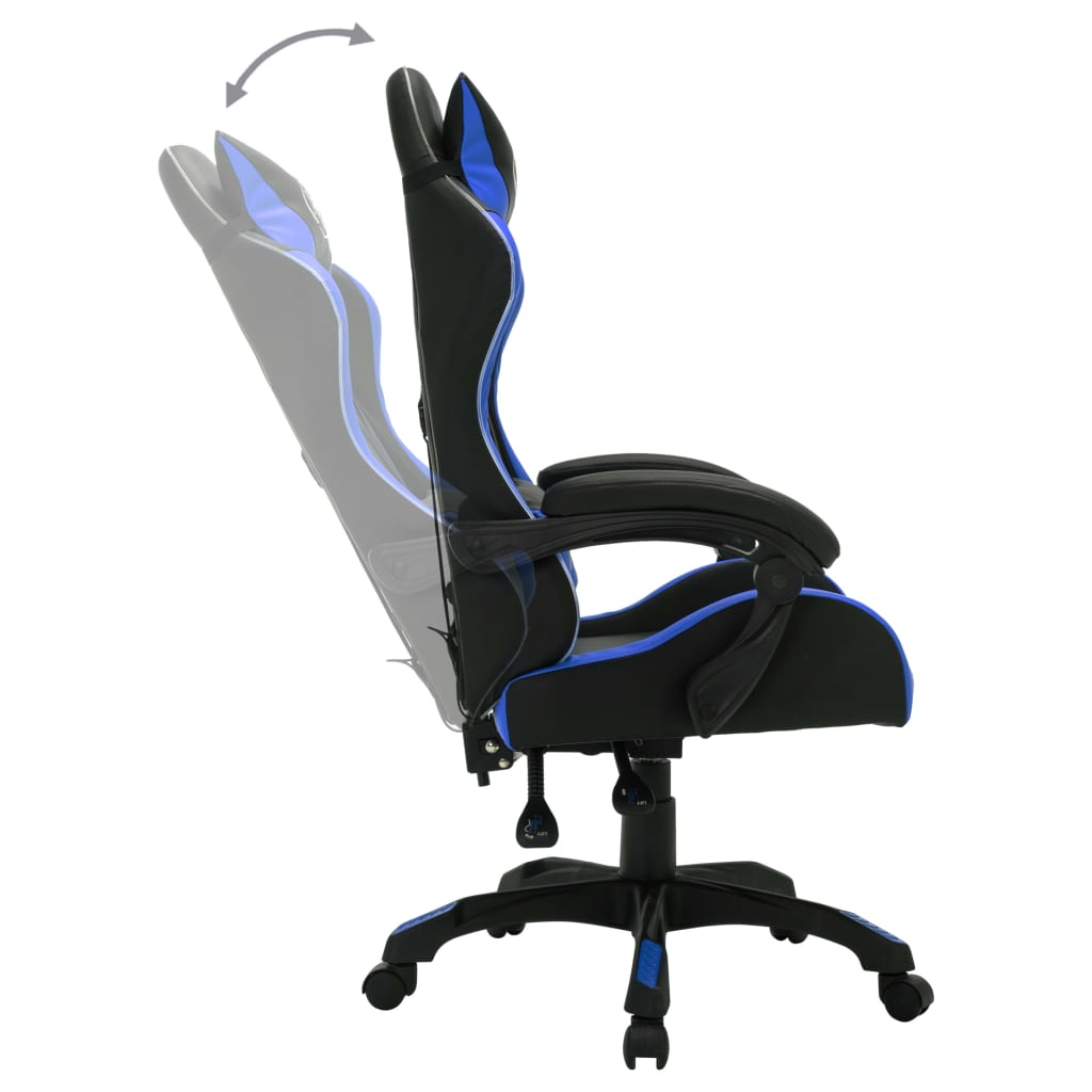 Sedia da Gaming con Luci a LED RGB Blu e Nera in Similpelle | homemem39