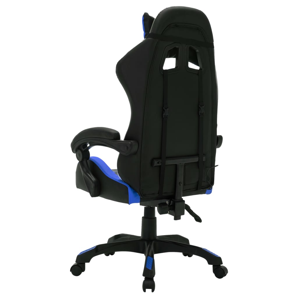Sedia da Gaming con Luci a LED RGB Blu e Nera in Similpelle | homemem39