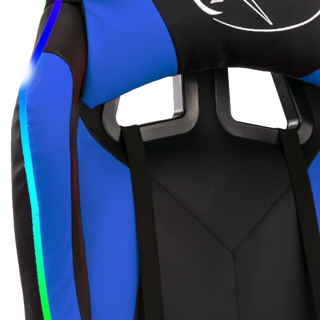 Sedia da Gaming con Luci a LED RGB Blu e Nera in Similpelle | homemem39