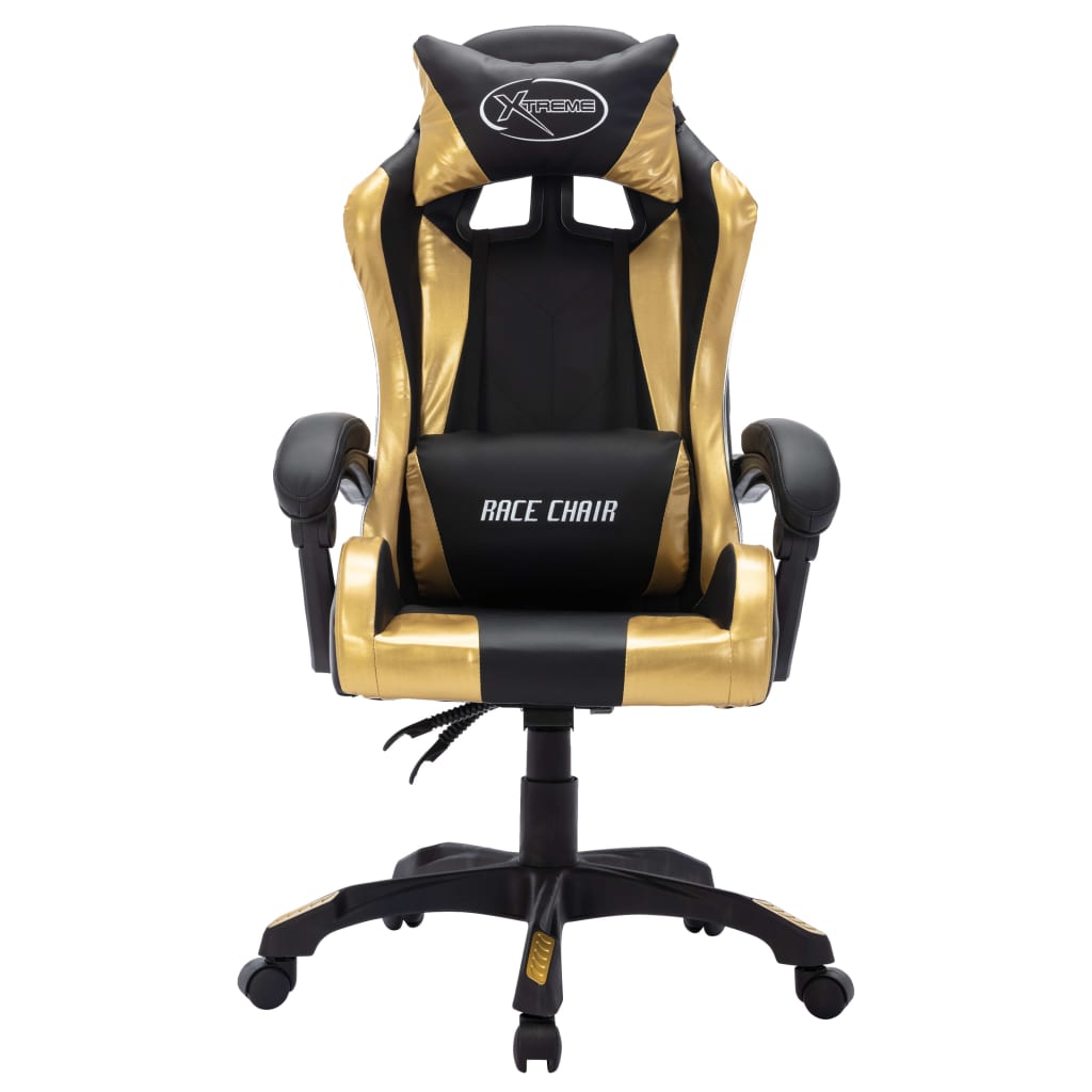 Sedia da Gaming con Luci a LED RGB Oro e Nera in Similpelle - homemem39