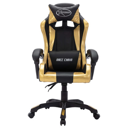 Sedia da Gaming con Luci a LED RGB Oro e Nera in Similpelle - homemem39