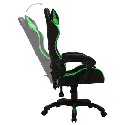 Sedia da Gaming con Luci a LED RGB Verde e Nera in Similpelle - homemem39