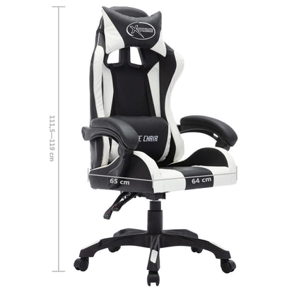 Sedia da Gaming con Luci a LED RGB Bianca e Nera in Similpelle - homemem39