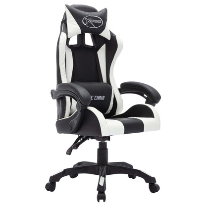 Sedia da Gaming con Luci a LED RGB Bianca e Nera in Similpelle
