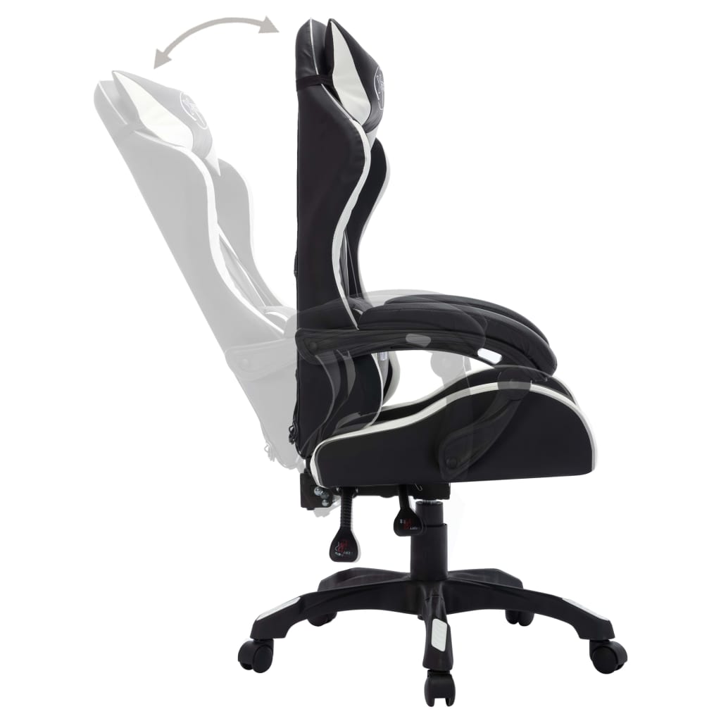 Sedia da Gaming con Luci a LED RGB Bianca e Nera in Similpelle - homemem39