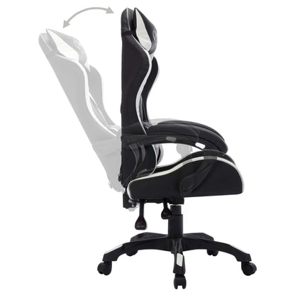 Sedia da Gaming con Luci a LED RGB Bianca e Nera in Similpelle - homemem39