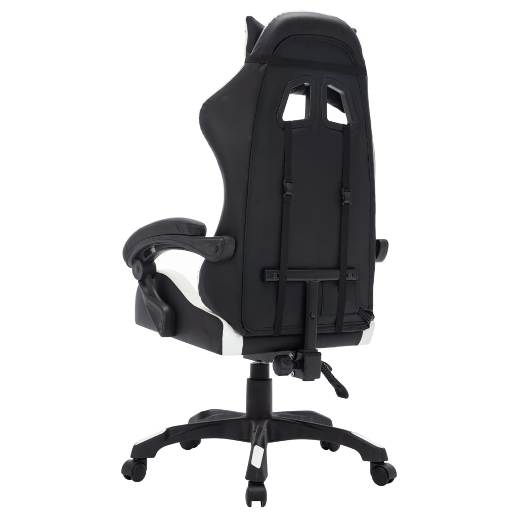 Sedia da Gaming con Luci a LED RGB Bianca e Nera in Similpelle | homemem39
