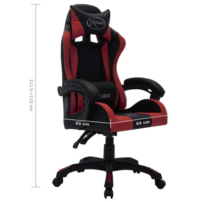 Sedia da Gaming con Luci a LED RGB Rosso Vino e Nera Similpelle - homemem39