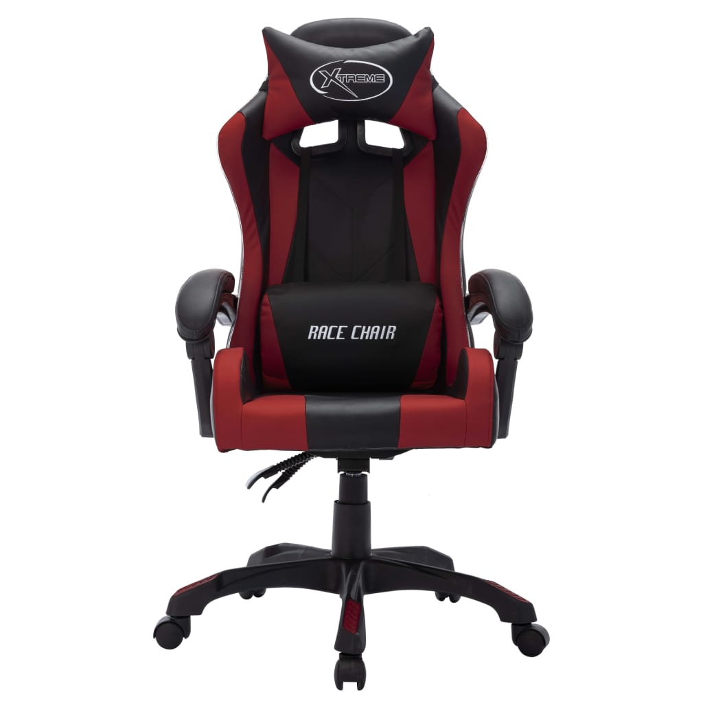 Sedia da Gaming con Luci a LED RGB Rosso Vino e Nera Similpelle - homemem39