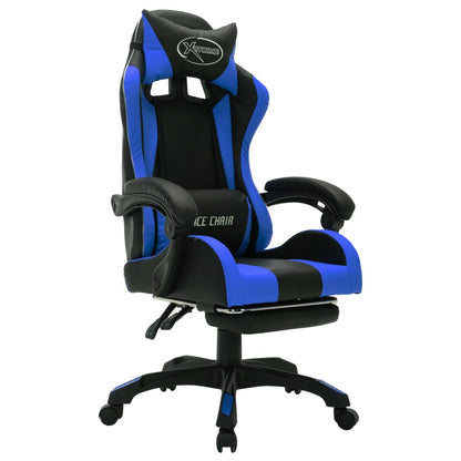 Sedia da Gaming con Luci a LED RGB Blu e Nera in Similpelle | homemem39
