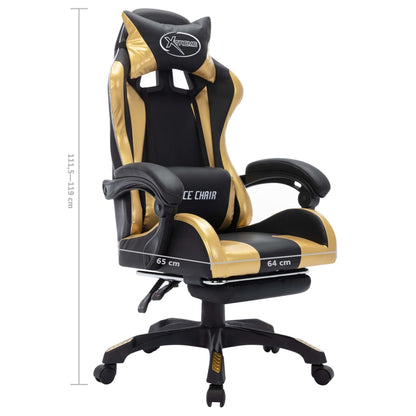 Sedia da Gaming con Luci a LED RGB Oro e Nera in Similpelle | homemem39