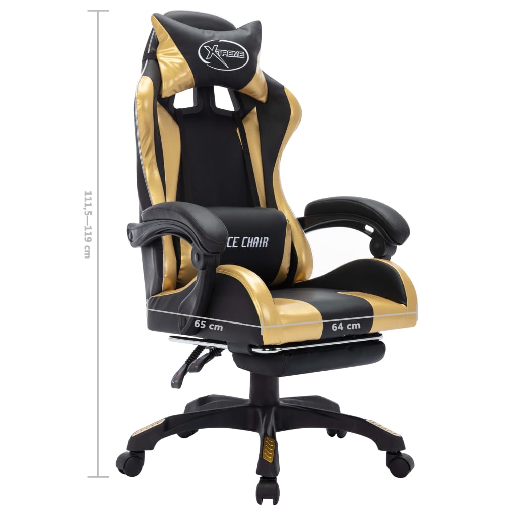 Sedia da Gaming con Luci a LED RGB Oro e Nera in Similpelle - homemem39