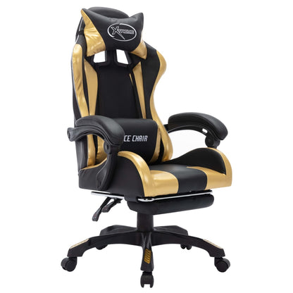 Sedia da Gaming con Luci a LED RGB Oro e Nera in Similpelle | homemem39