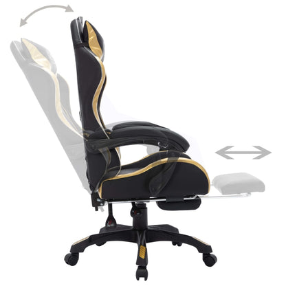 Sedia da Gaming con Luci a LED RGB Oro e Nera in Similpelle | homemem39