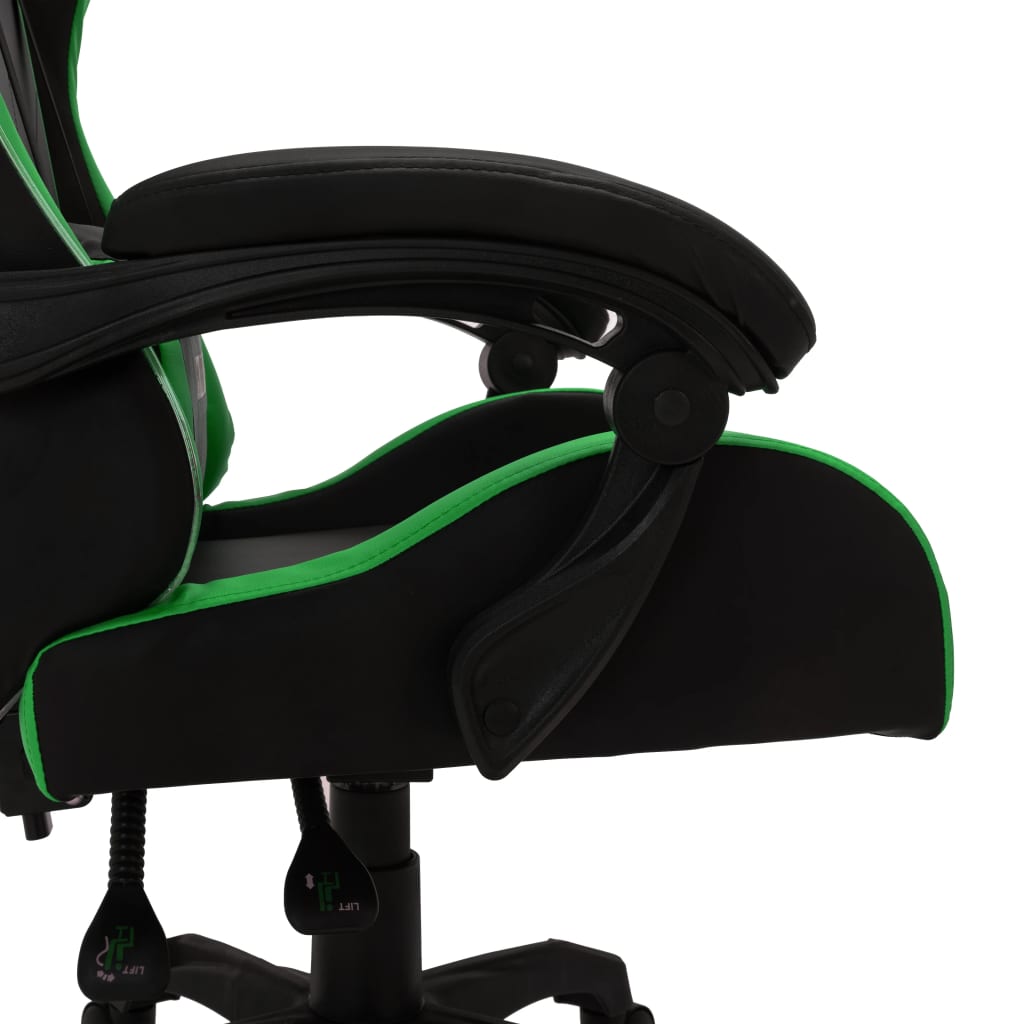 Sedia da Gaming con Luci a LED RGB Verde e Nera in Similpelle | homemem39