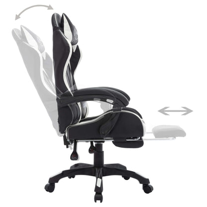 Sedia da Gaming con Luci a LED RGB Bianca e Nera in Similpelle - homemem39