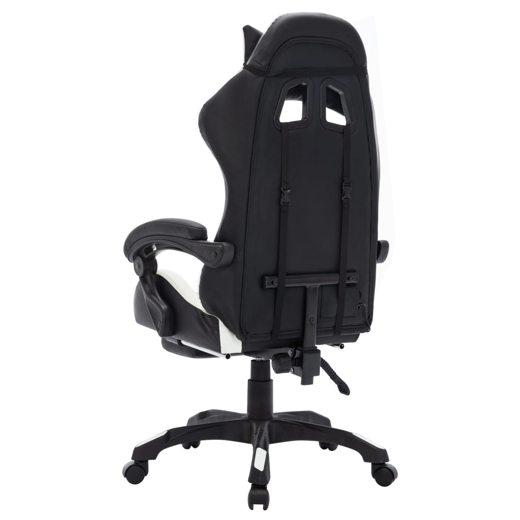 Sedia da Gaming con Luci a LED RGB Bianca e Nera in Similpelle - homemem39