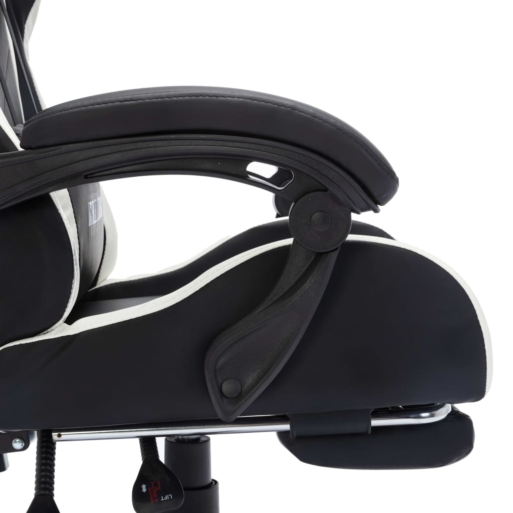 Sedia da Gaming con Luci a LED RGB Bianca e Nera in Similpelle - homemem39