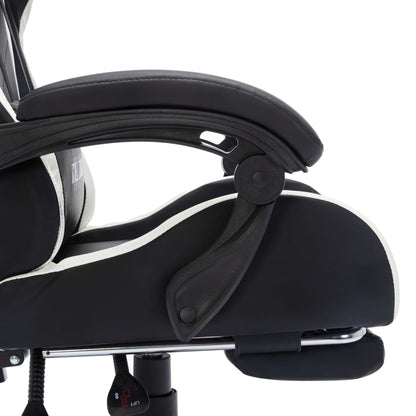 Sedia da Gaming con Luci a LED RGB Bianca e Nera in Similpelle - homemem39