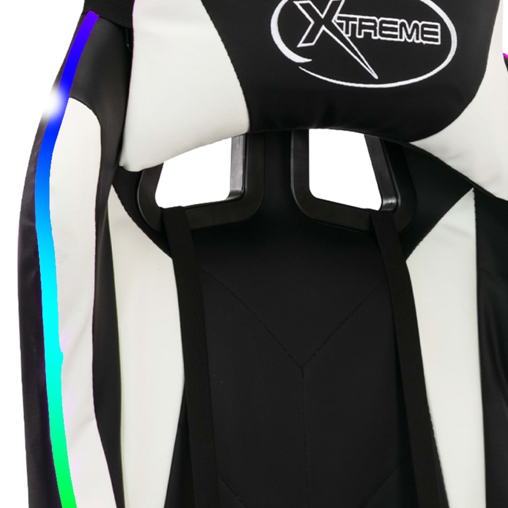 Sedia da Gaming con Luci a LED RGB Bianca e Nera in Similpelle - homemem39