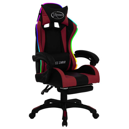 Sedia da Gaming con Luci a LED RGB Rosso Vino e Nera Similpelle - homemem39