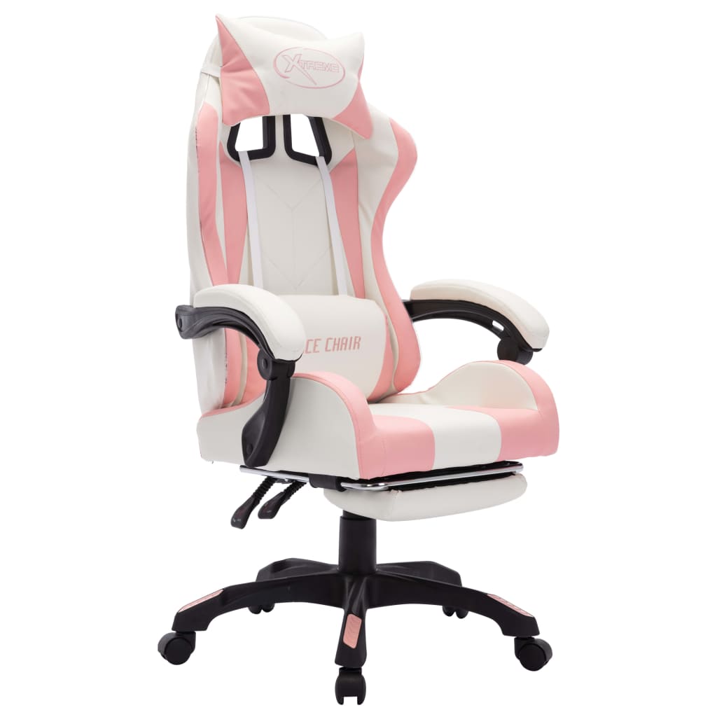 Sedia da Gaming con Luci a LED RGB Rosa e Bianca in Similpelle | homemem39