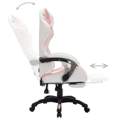 Sedia da Gaming con Luci a LED RGB Rosa e Bianca in Similpelle | homemem39