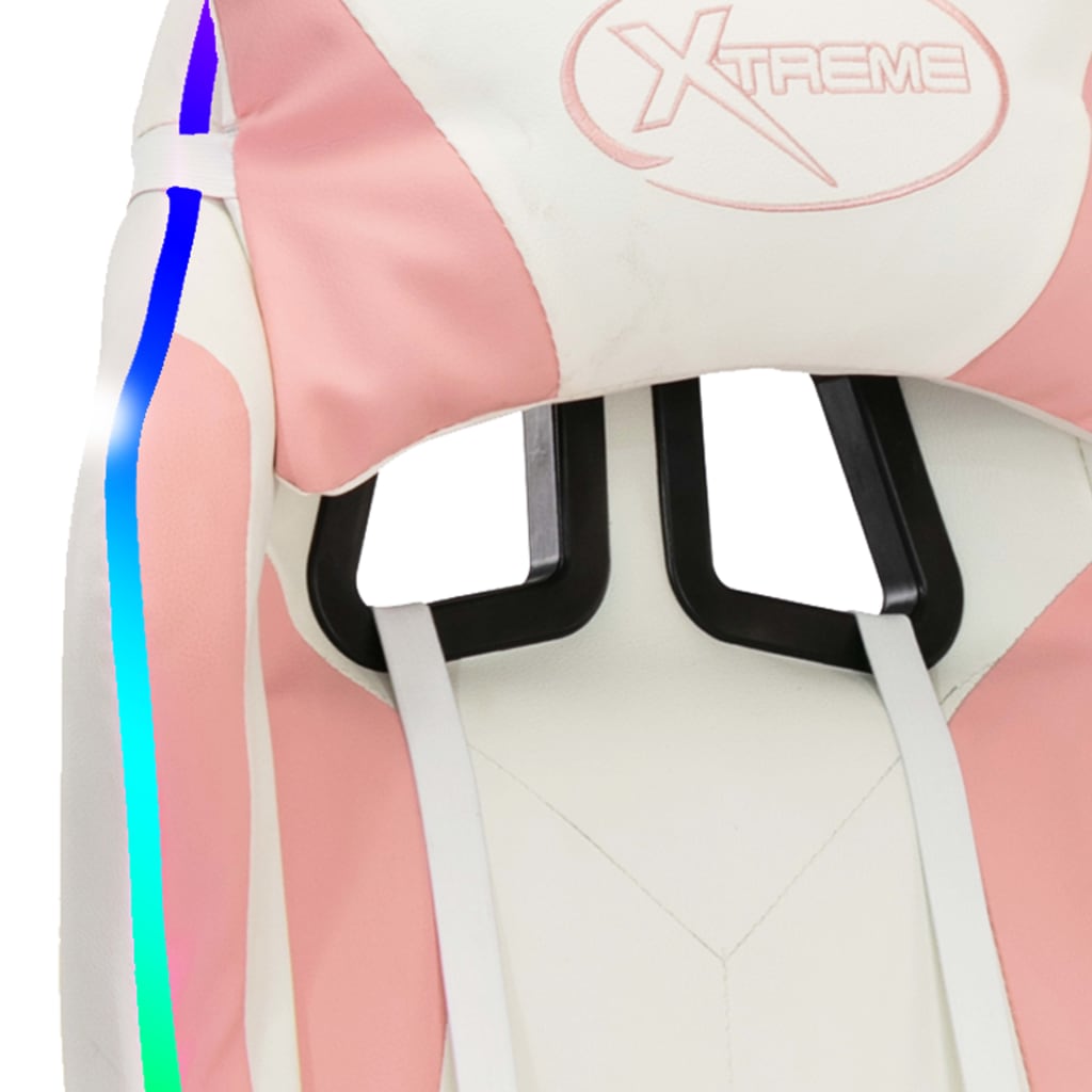 Sedia da Gaming con Luci a LED RGB Rosa e Bianca in Similpelle | homemem39