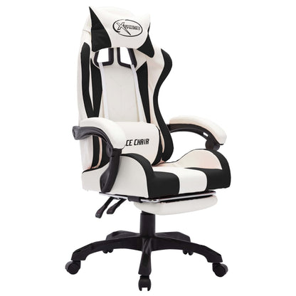 Sedia da Gaming con Luci a LED RGB Nera e Bianca in Similpelle - homemem39