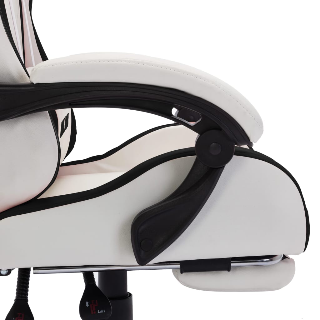 Sedia da Gaming con Luci a LED RGB Nera e Bianca in Similpelle - homemem39