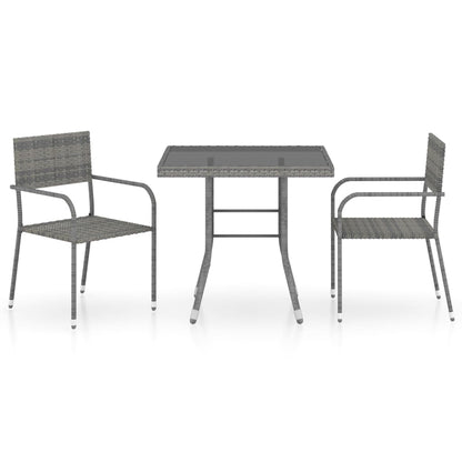 Set da Pranzo per Giardino 3 pz in Polyrattan Antracite Grigio - homemem39
