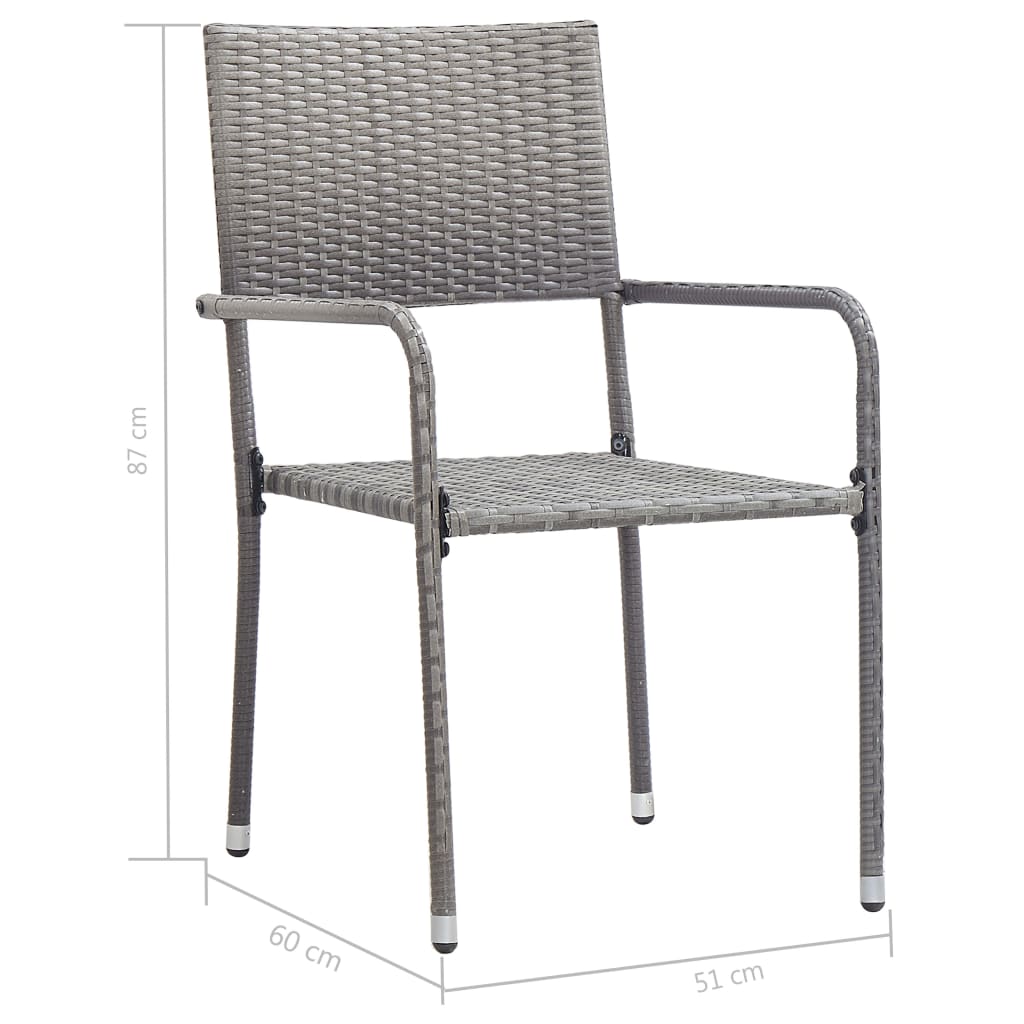 Set da Pranzo per Giardino 3 pz in Polyrattan Antracite Grigio - homemem39