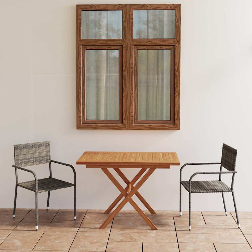 Set da Pranzo Giardino 3 pz Polyrattan e Massello Acacia Grigio | homemem39