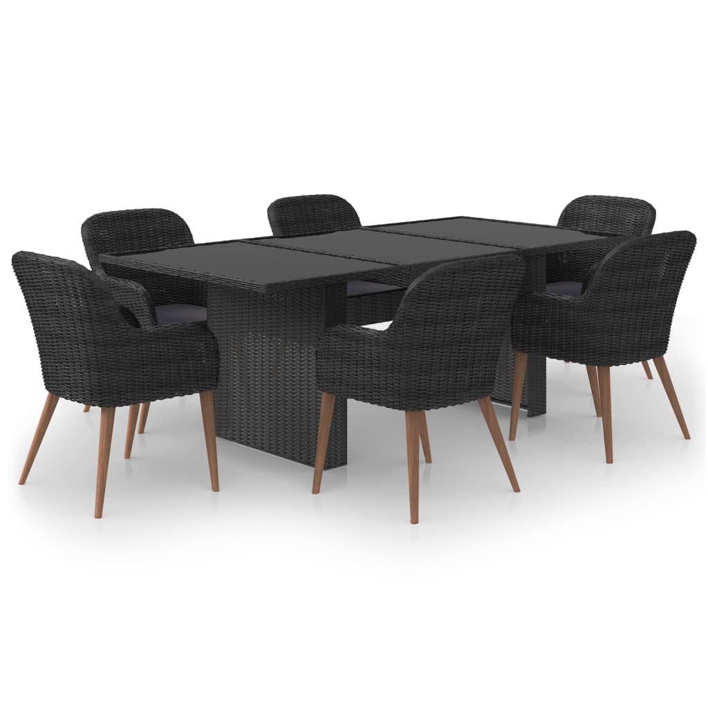 Set da Pranzo da Giardino 7 pz in Polyrattan Nero - homemem39