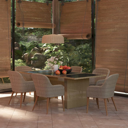 Set da Pranzo da Giardino 7 pz in Polyrattan Marrone - homemem39