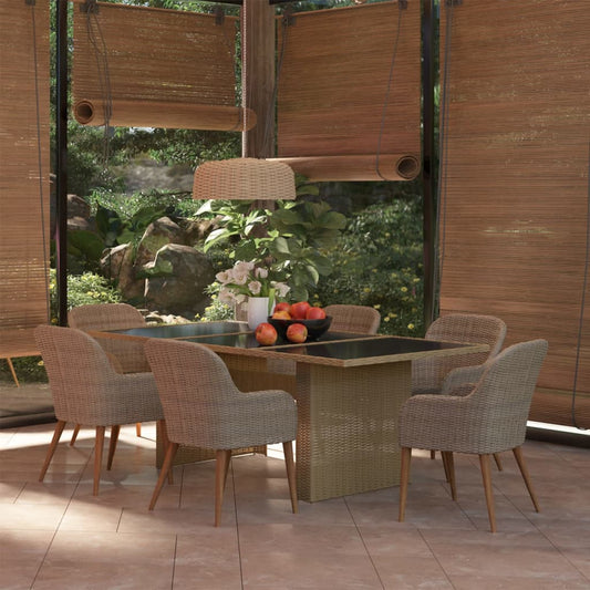 Set da Pranzo da Giardino 7 pz in Polyrattan Marrone - homemem39