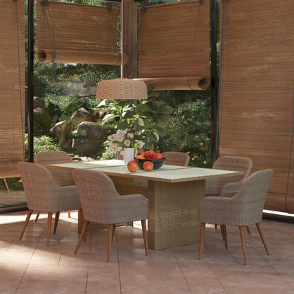 Set da Pranzo da Giardino 7 pz in Polyrattan Marrone - homemem39