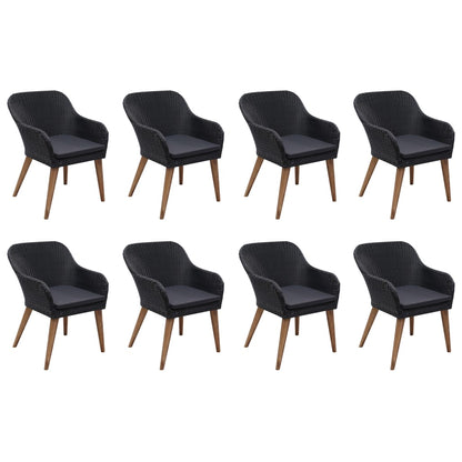Set da Pranzo da Giardino 9 pz in Polyrattan Nero - homemem39