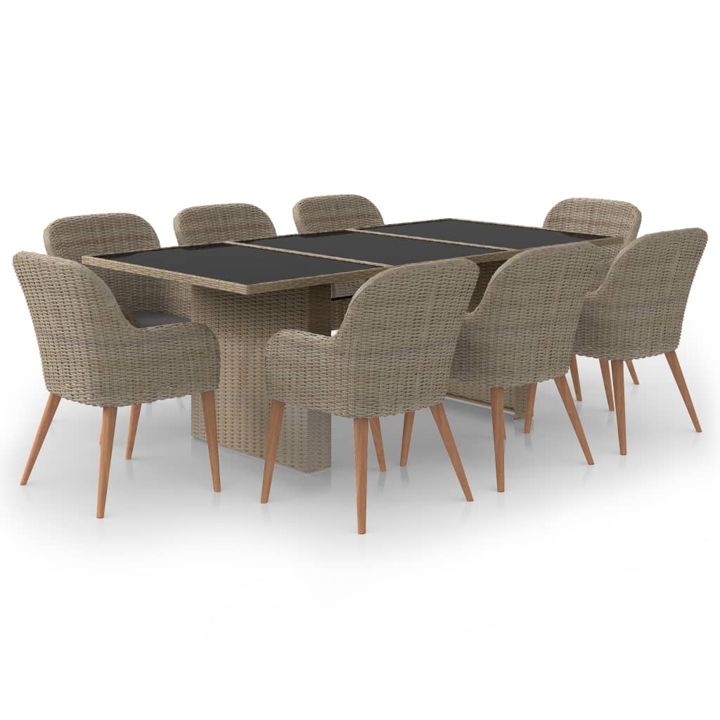 Set da Pranzo da Giardino 9 pz in Polyrattan Marrone - homemem39