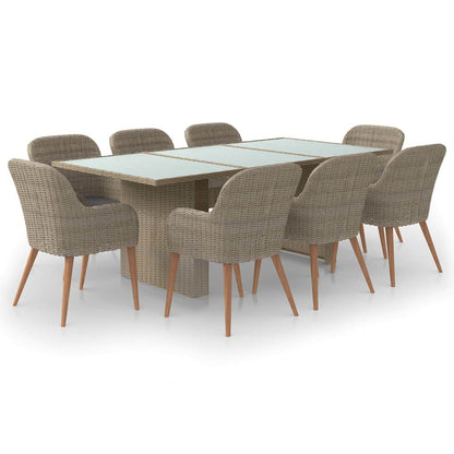 Set da Pranzo da Giardino 9 pz in Polyrattan Marrone | homemem39