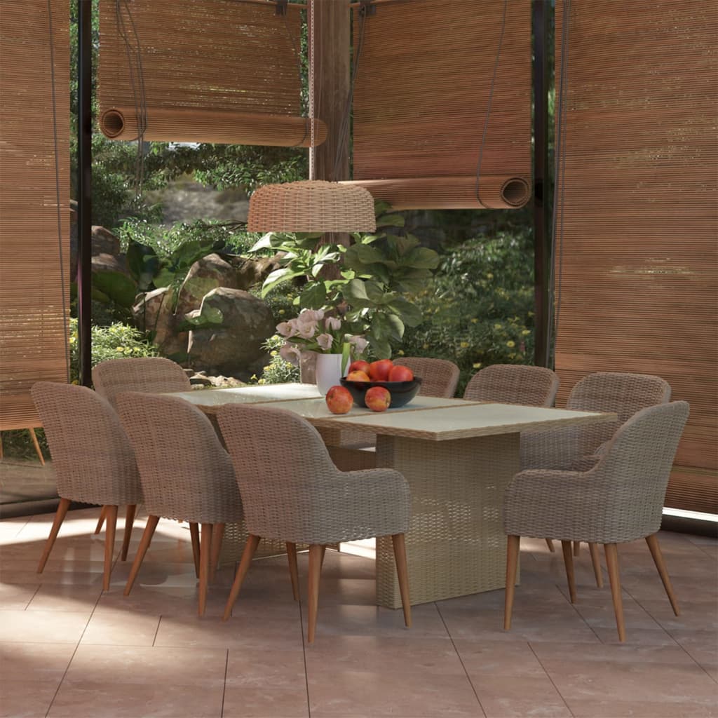 Set da Pranzo da Giardino 9 pz in Polyrattan Marrone - homemem39