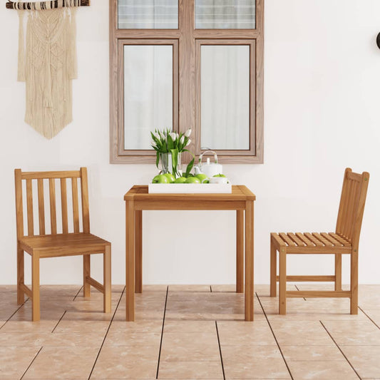 Set da pranzo da giardino 3 pz 80x80 cm in legno massello di teak