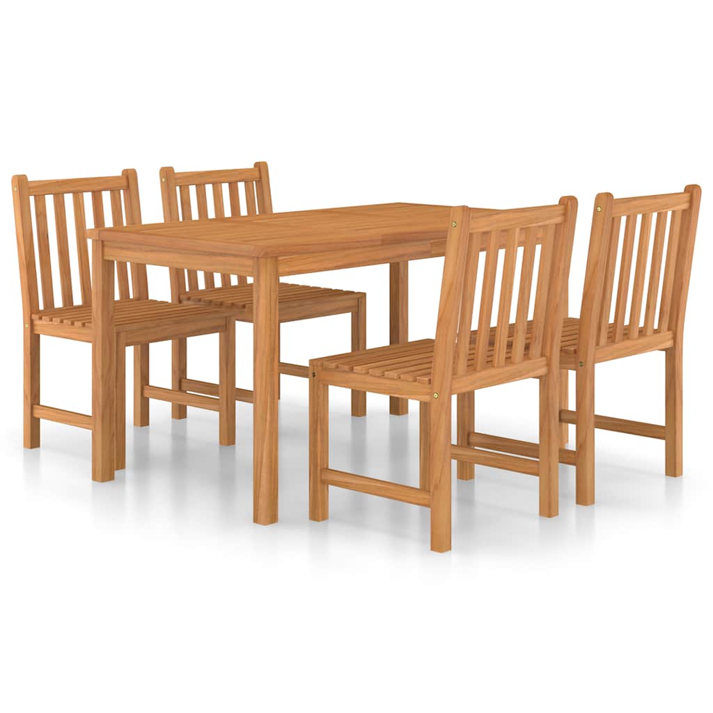 Set da pranzo da giardino 5 pz 140x80 cm Legno Massello di Teak