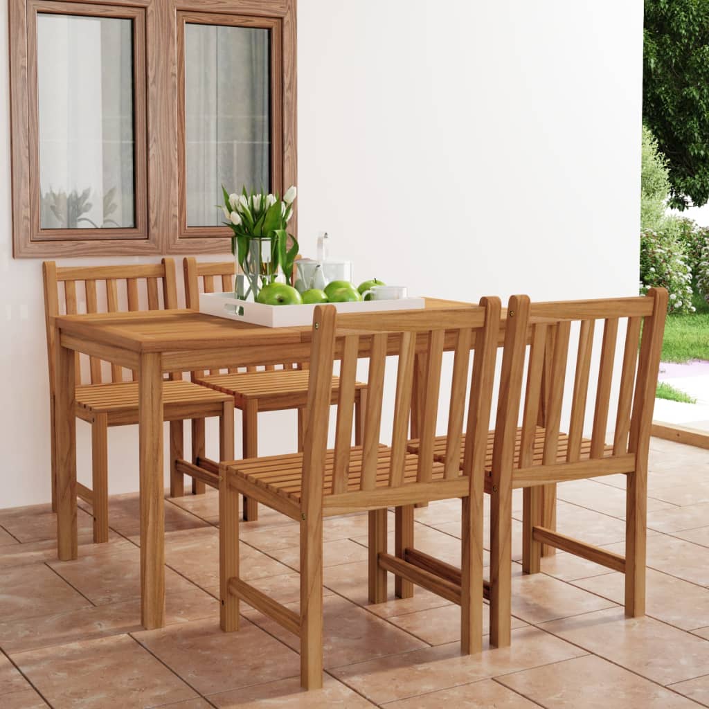 Set da pranzo da giardino 5 pz 140x80 cm in legno massello di teak | homemem39